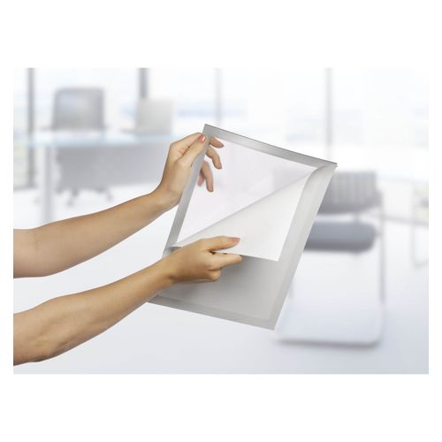 Durable Duraframe Self Adhesive Sign Holders A4 Silver Pack 2