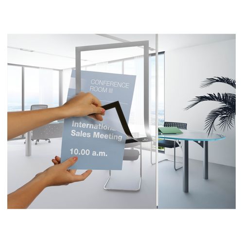 Durable Duraframe Self Adhesive Sign Holders A4 Silver Pack 2