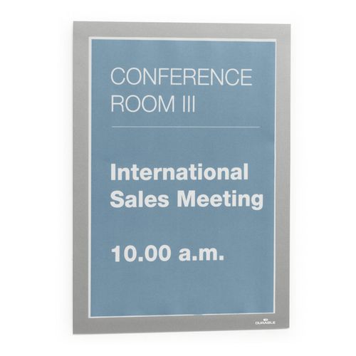 Durable Duraframe Self Adhesive Sign Holders A4 Silver Pack 2