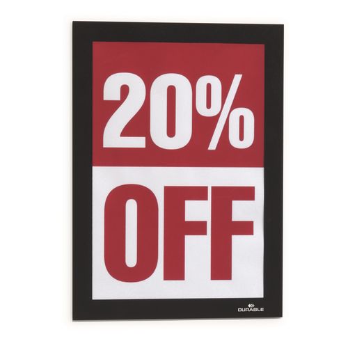 Durable Duraframe Self Adhesive Sign Holders A5 Black Pack 2