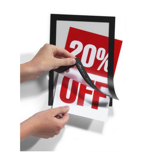 Durable Duraframe Self Adhesive Sign Holders A5 Black Pack 2