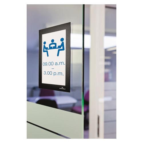 Durable Duraframe Self Adhesive Sign Holders A6 Black Pack 2