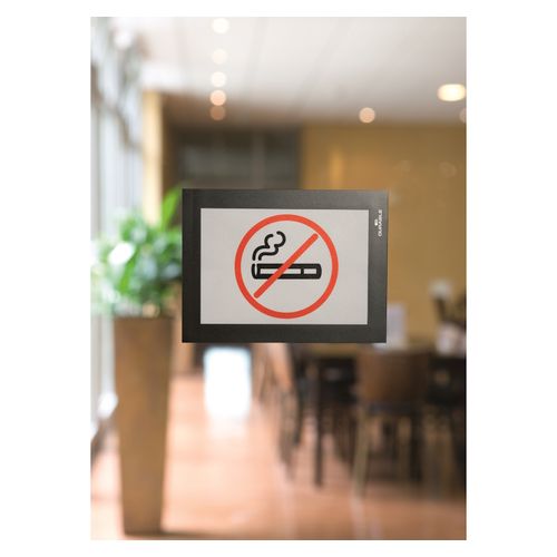 Durable Duraframe Self Adhesive Sign Holders A6 Black Pack 2