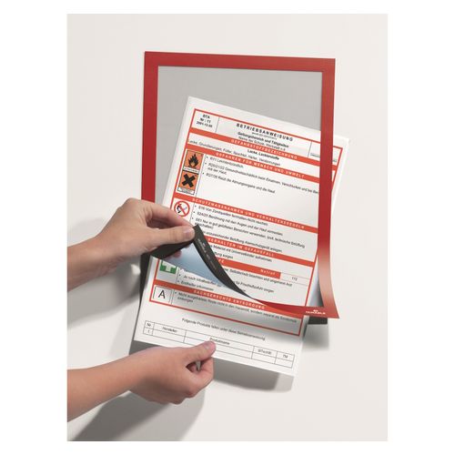Durable Sign Holders Duraframe A4 Self-Adhesive Red