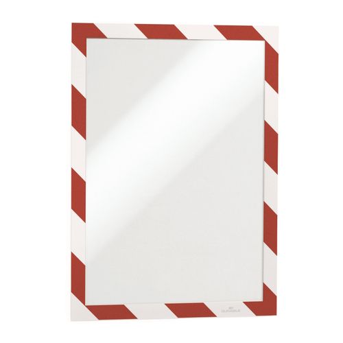 Durable Self Adhesive Sign Holder Security A4 Red/White Pack 2