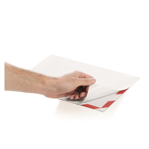 Durable Self Adhesive Sign Holder Security A4 Red/White Pack 2