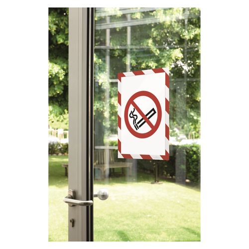 Durable Self Adhesive Sign Holder Security A4 Red/White Pack 2