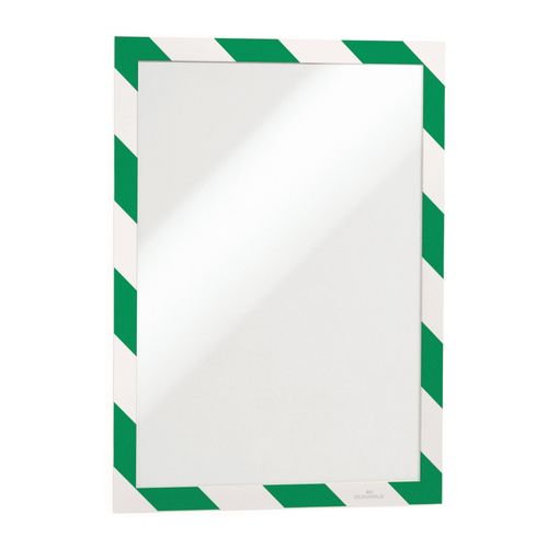 Durable Self Adhesive Sign Holder Security A4 Green/White Pack 2