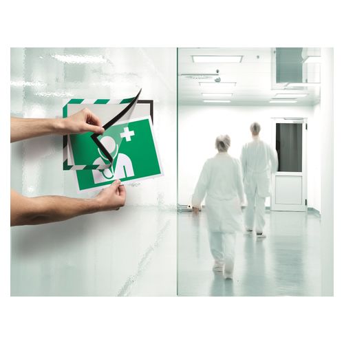 Durable Self Adhesive Sign Holder Security A4 Green/White Pack 2