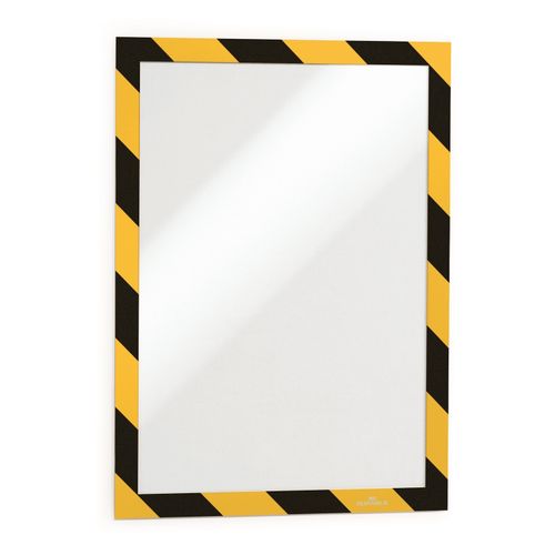 Durable Self Adhesive Sign Holder Security A4 Yellow/Black Pack 2