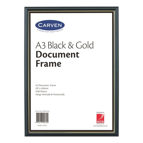 Carven Document Frame Black/Gold A3