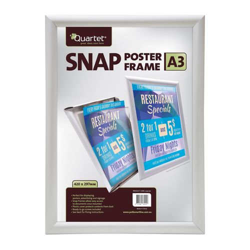 Quartet Instant Poster Snap Frame A3 25mm Silver