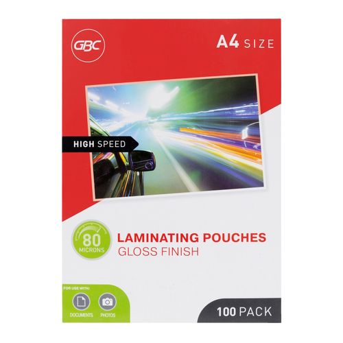 Gbc Laminating Pouch A4 80 Micron Pack 100 H/Speed