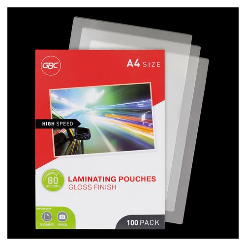 Gbc Laminating Pouch A4 80 Micron Pack 100 H/Speed