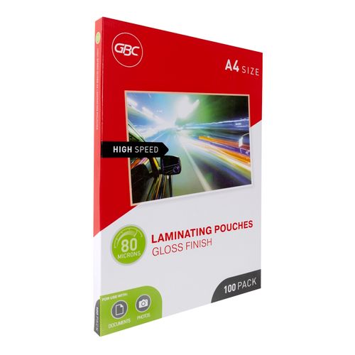 Gbc Laminating Pouch A4 80 Micron Pack 100 H/Speed