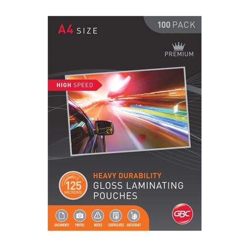 Gbc Laminating Pouch A4 125 Micron Pack 100 H/Speed