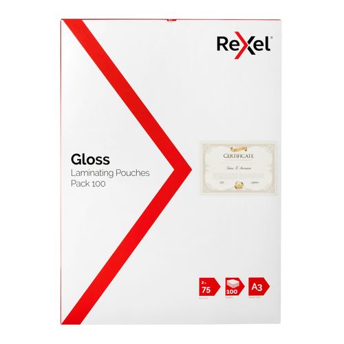 Rexel Laminating Pouch A3 75 Micron Pack 100