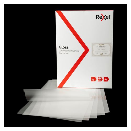 Rexel Laminating Pouch A3 75 Micron Pack 100
