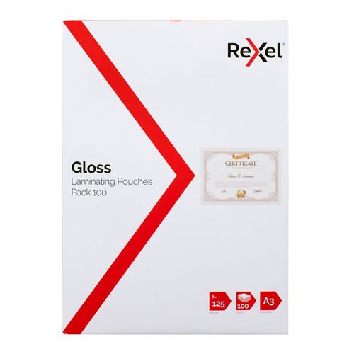 Rexel Laminating Pouch A3 125 Micron Pack 100