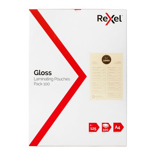 Rexel Laminating Pouch A4 125 Micron Pack 100