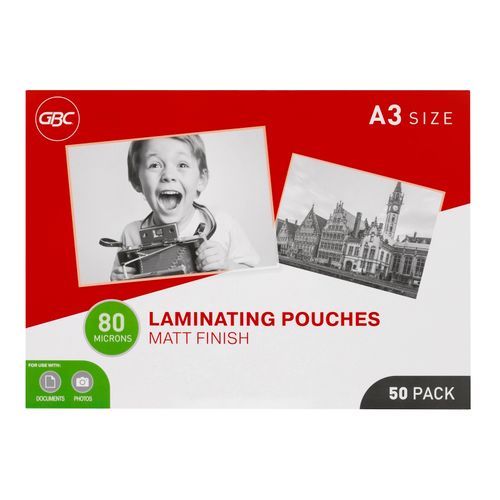 GBC Laminating Pouch A3 Matt 80 Micron Pack 50