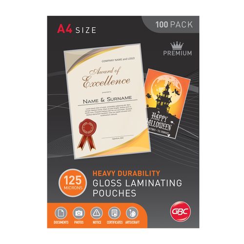 Gbc Laminating Pouch A4 125 Micron Pack 100