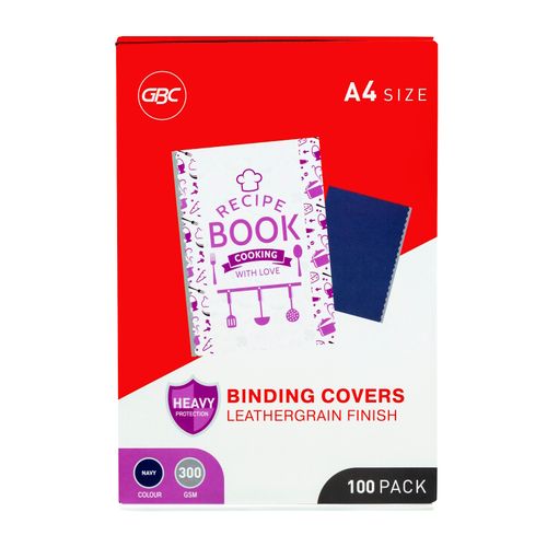 Gbc Binding Cover A4 Leathergrain 300gsm Navy Pack 100