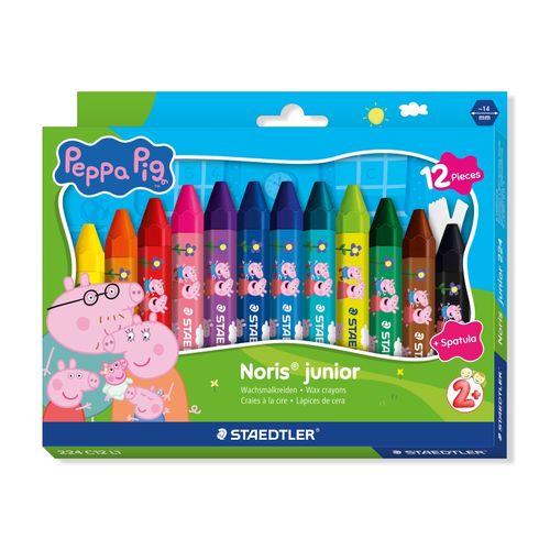Staedtler Peppa Pig Noris Junior Coloured Wax Crayons Includes 1 Spatula Box 12