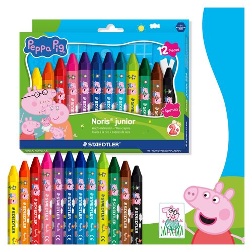 Staedtler Peppa Pig Noris Junior Coloured Wax Crayons Includes 1 Spatula Box 12