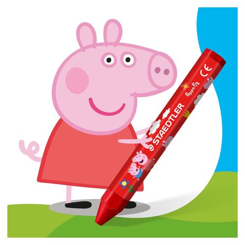 Staedtler Peppa Pig Noris Junior Coloured Wax Crayons Includes 1 Spatula Box 12