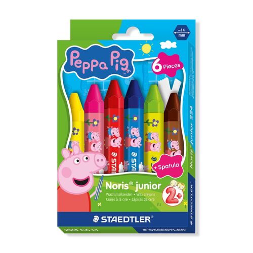 Staedtler Peppa Pig Noris Junior Coloured Wax Crayons Includes 1 Spatula Box 6