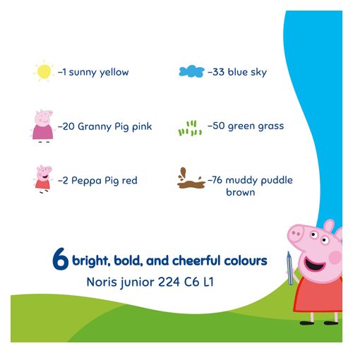Staedtler Peppa Pig Noris Junior Coloured Wax Crayons Includes 1 Spatula Box 6
