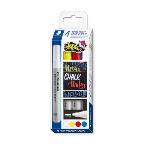 Staedtler Lumocolor 344 Chalk Markers Assorted Pack 4