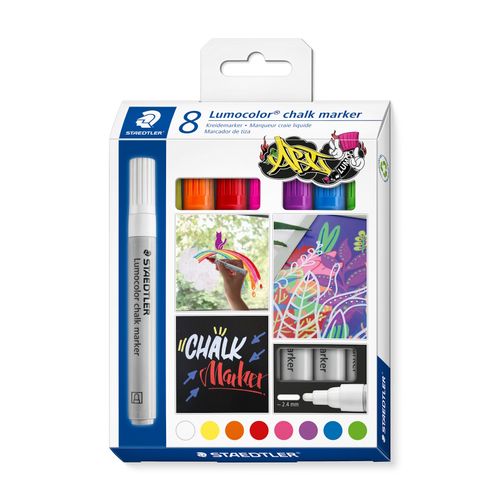 Staedtler Lumocolor 344 Chalk Markers Assorted Pack 8