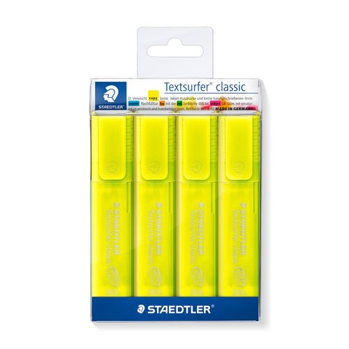 Staedtler Textsurfer Classic Rainbow Colour Highlighters Wallet Of 4 Yellow 364-1P WP4
