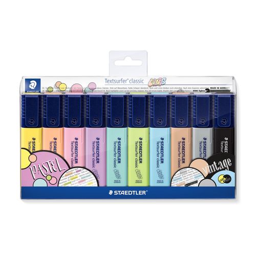 Staedtler Textsurfer Classic Highlighters Wallet Of 10 Pastel Colours