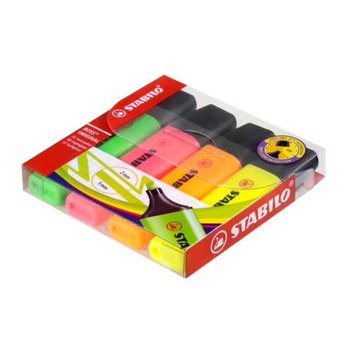 Stabilo Boss Highlighter Assorted Wallet 4 - Yellow Green Orange Pink