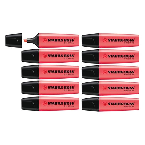 Stabilo Boss Highlighter Red Sold as Each (10 per Box)