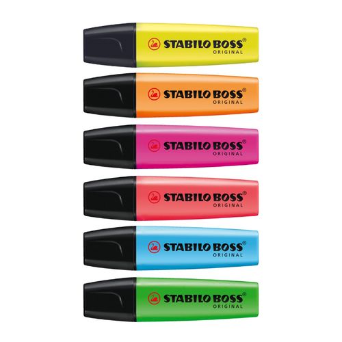 Stabilo Boss Highlighter Assorted Wallet 6 - Yellow Blue Green Red Orange Pink