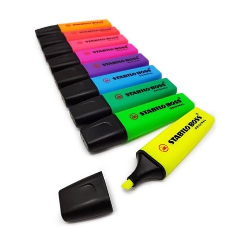 Stabilo Boss Highlighter Assorted Wallet 8 - Yellow Blue Green Red Turquoise Orange Pink Lilac