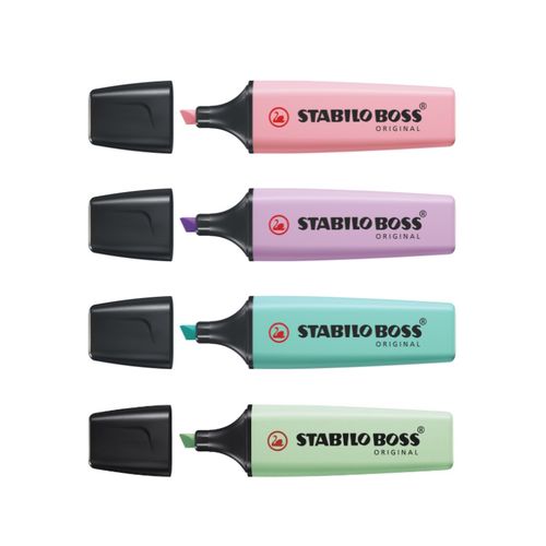 Stabilo Boss Highlighter Assorted Pastel Wallet 4 - Mint Pink Lilac Turquoise