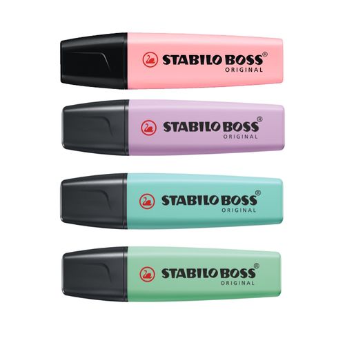 Stabilo Boss Highlighter Assorted Pastel Wallet 4 - Mint Pink Lilac Turquoise