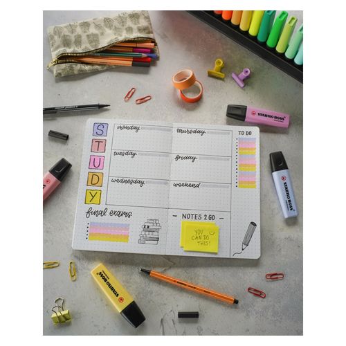 Stabilo Boss Highlighter Assorted Pastel Wallet 4 - Blue Fuschia Orange Grey