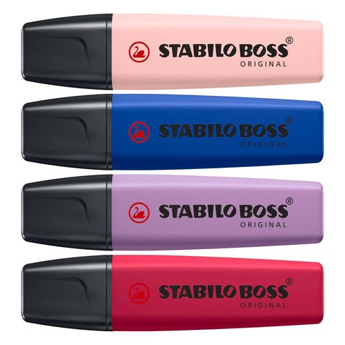 Stabilo Boss Nature Highlighter Assorted Set C Wallet 4 - Blush, Ultramarine, Grey Violet, Burgundy