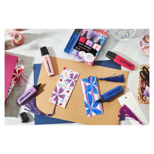 Stabilo Boss Nature Highlighter Assorted Set C Wallet 4 - Blush, Ultramarine, Grey Violet, Burgundy