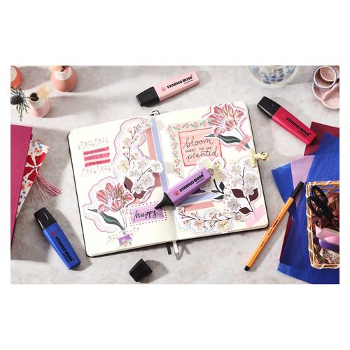 Stabilo Boss Nature Highlighter Assorted Set C Wallet 4 - Blush, Ultramarine, Grey Violet, Burgundy