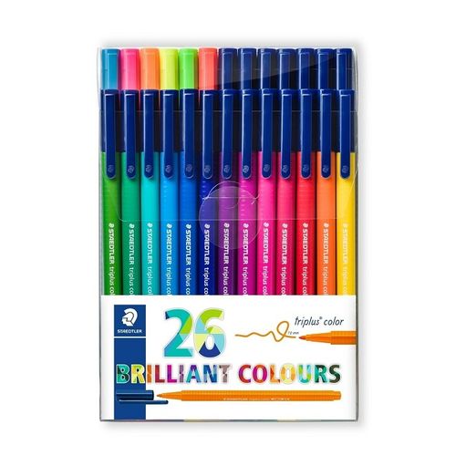 Staedtler Triplus Fibre Tip Colouring Markers 323 TB26 Assorted Box 26 ...