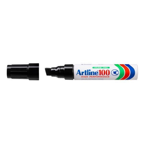 Artline 100 Permanent Marker 7.5-12mm Chisel Nib Black - Sold Each (6 per Box)