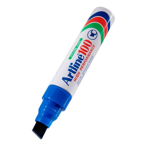 Artline 100 Permanent Marker 7.5-12mm Chisel Nib Blue - Sold Each (6 per Box)