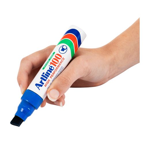 Artline 100 Permanent Marker 7.5-12mm Chisel Nib Blue - Sold Each (6 per Box)